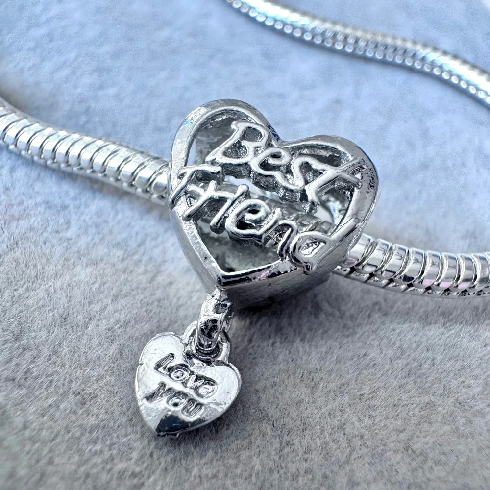 Best Friend Love‎ You Heart Dangle European Charm fits PANDORA
